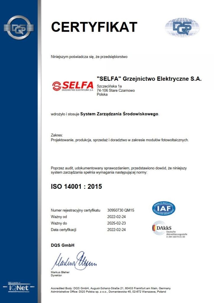 certificato iso 14001
